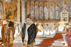 Sts. Cyril and Methodius before Pope Hadrian II